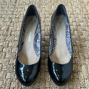 Black patent leather heels